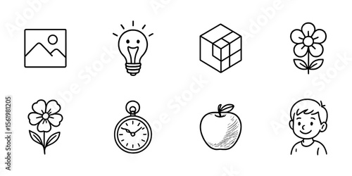 Basic line icon set. simple, minimalist icons with lines for everyday use