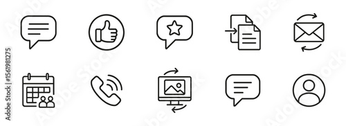Communication and messaging icon set. essential line icons for digital interaction