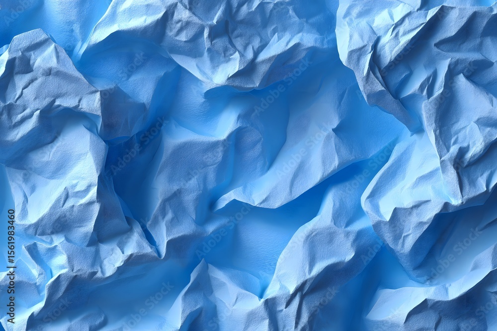 Fototapeta premium High-resolution blue paper texture with prominent creases and natural folds. Perfect for backgrounds, overlays, or abstract design elements.