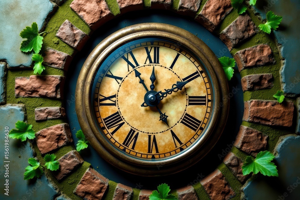 Fototapeta premium A clock with roman numerals on it is set at 3:00