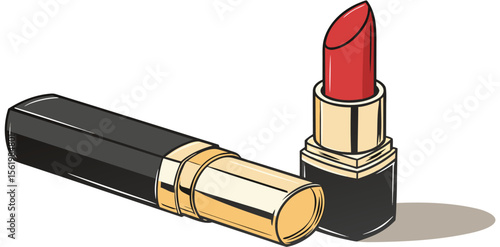 Elegant Red Lipstick Vector Illustration | Beauty & Makeup Clipart