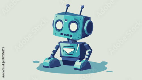 Sad Broken Robot with Warning Symbol: Illustrating Program Bug