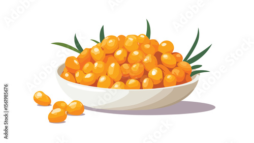 Vibrant Sea Buckthorn Yellow Berries: Fresh Ripe Seabuckt 8a20bd65 Image