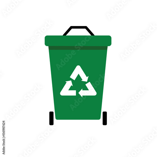 vector green recycle bin with recycle symbol