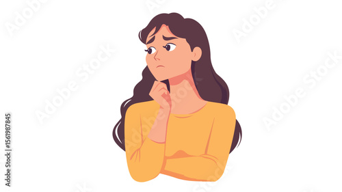 Thoughtful Displeased Envious Woman Looking - Professional Stock Image