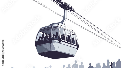Tourists in Glass Cabin of Cableway Ropeway - Crowded Tourist Attraction