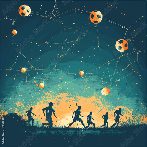 Sports card team plays football, poster