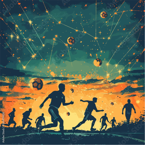 Sports card team plays football, poster