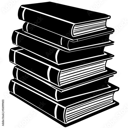 Elegant silhouette of an antique book stack—perfect for book cafes, reading blogs, or heritage literature visuals.

