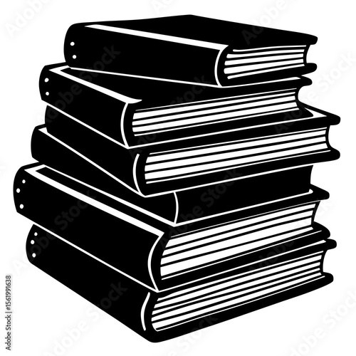 Silhouette of stacked vintage books—perfect for library posters, bookworm gifts, and timeless World Book Day graphics.

