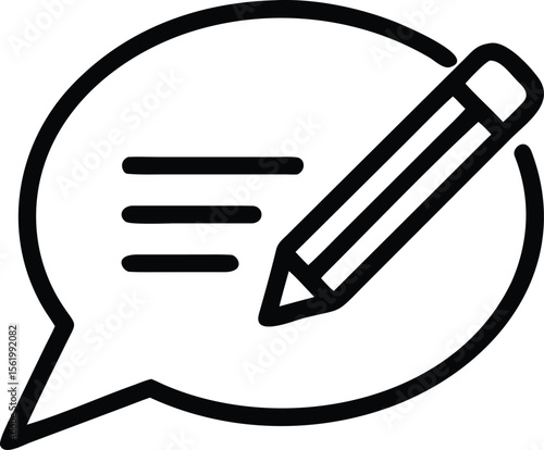 Edit message icon vector, chat bubble with pencil, note taking symbol