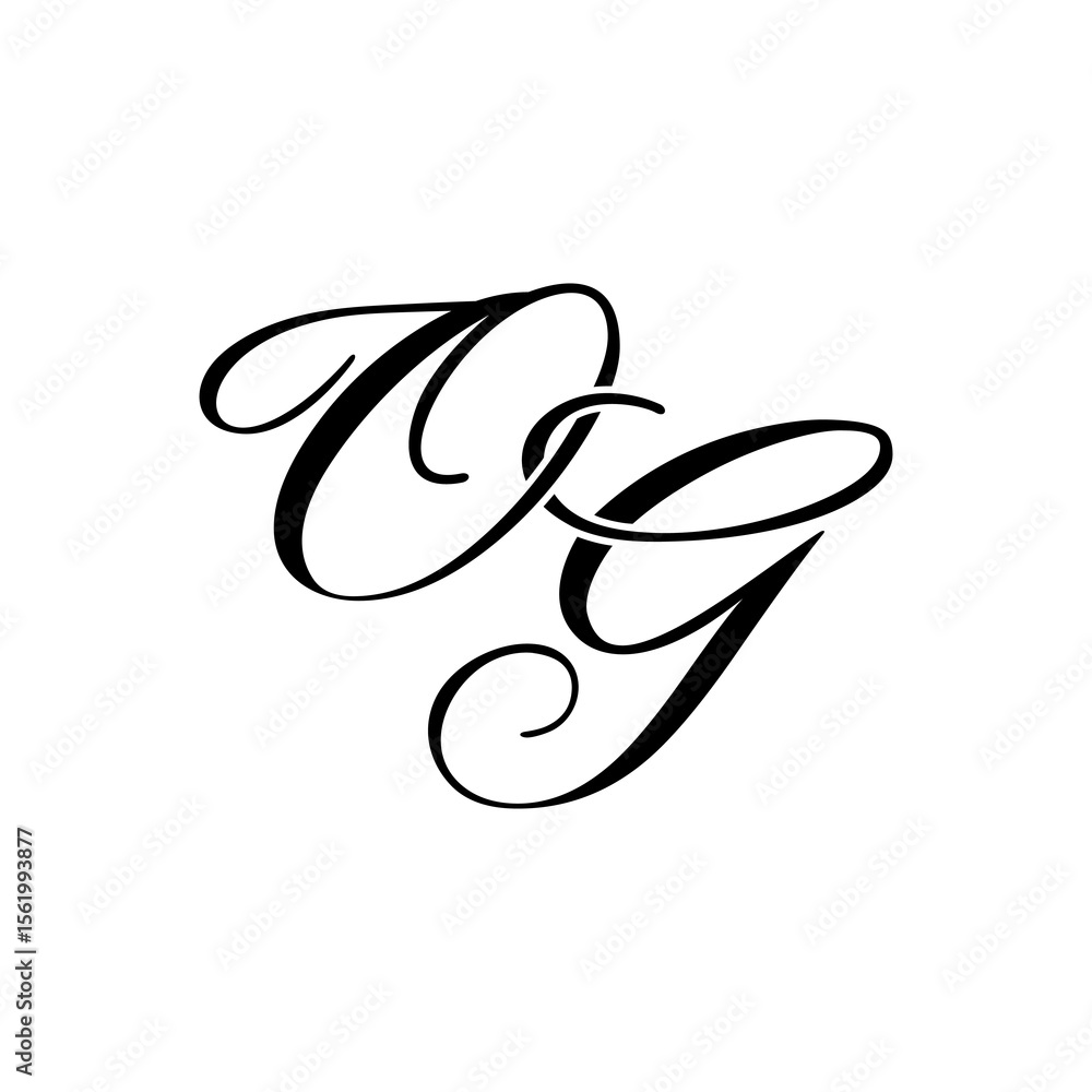 Fototapeta premium Elegant OG Monogram Logo in Black Script – Luxury Calligraphy Initial Design on White Background
