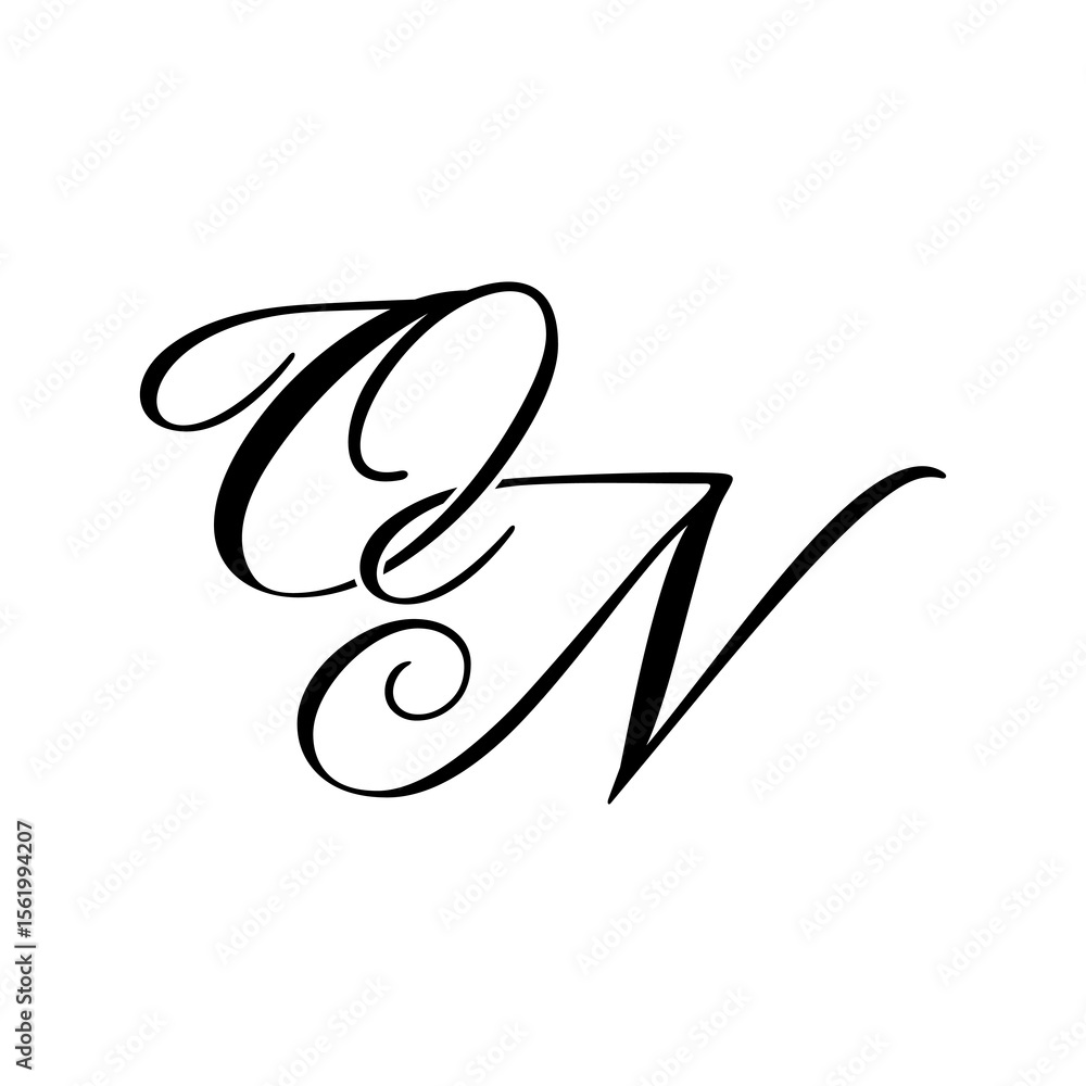 Fototapeta premium Elegant ON Monogram Logo in Black Script – Luxury Calligraphy Initial Design on White Background