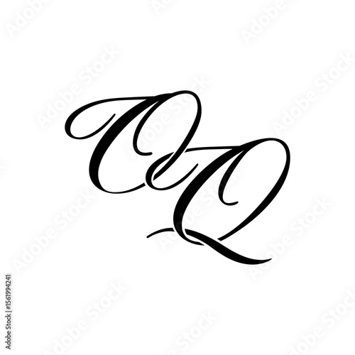 Elegant OQ Monogram Logo in Black Script – Luxury Calligraphy Initial Design on White Background