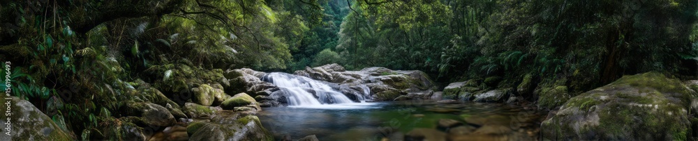 Serene river flowing through lush forest hdr 360 degrees nature hdri Serene river flowing through lush forest hdr 360 degrees nature hdri