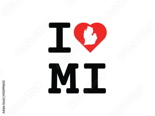 creative love with Michigan map design, vector illustration, isolated on transparent background
