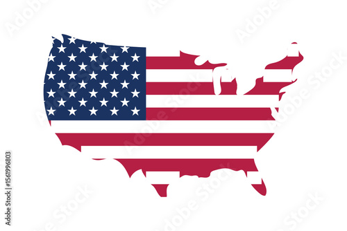 American Flag Inside USA Map — Vector Map of United States with National Flag Pattern