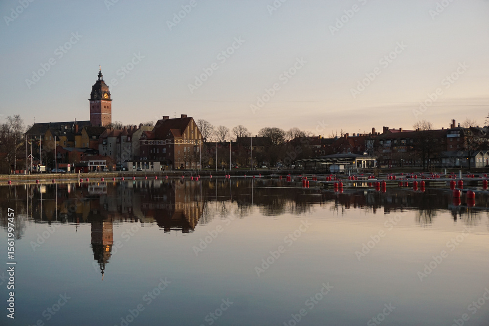 Fototapeta premium Scenic view of city during evening