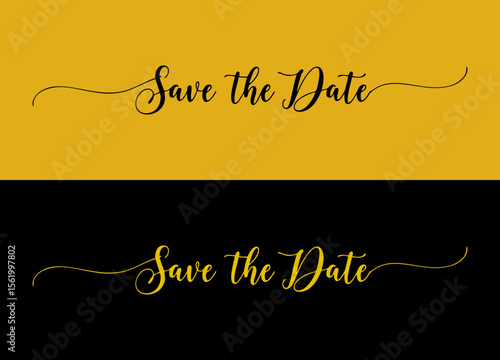 Simple Save the Date cursive text on white