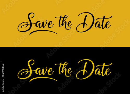 Handwritten Save the Date with sweeping tail