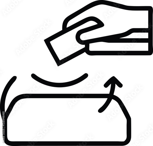 Hand putting vote in box, elections simple line art illustration