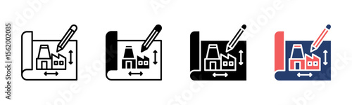 Factory Blueprint icon sheet multiple style collection