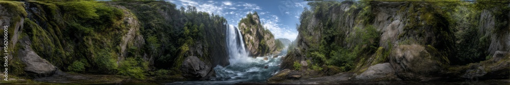 Fototapeta premium Stunning waterfall adventure nature's beauty hdr 360 degrees hdri