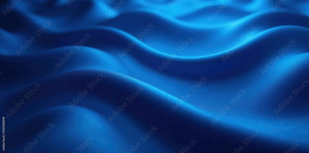 Obraz premium Dark blue reflective wallpaper; undulating waves, smooth surface, blue, digital