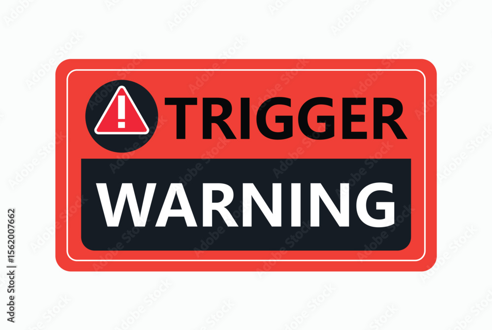 sticker features bold text stating trigger warning, designed to alert individuals to potentially distressing content sticker features bold text stating trigger warning, designed to alert individuals to potentially distressing content