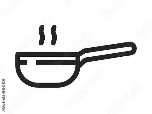Simple Line Art Illustration of a Hot Pan with Steam , A minimalist, vector illustration of a frying pan heating up.