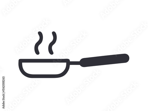 Simple Line Art Illustration of a Hot Pan with Steam , A minimalist, vector illustration of a frying pan heating up.