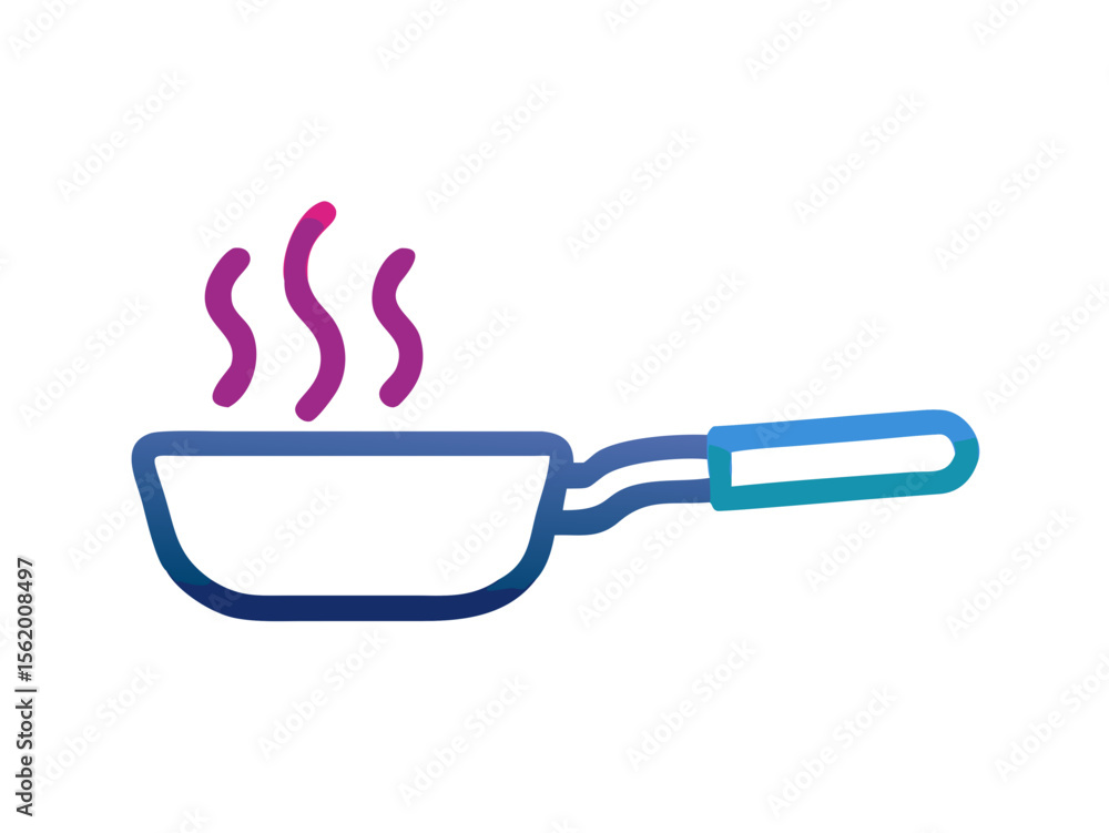 Simple Line Art Illustration of a Hot Pan with Steam , A minimalist, vector illustration of a frying pan heating up. Simple Line Art Illustration of a Hot Pan with Steam , A minimalist, vector illustration of a frying pan heating up.
