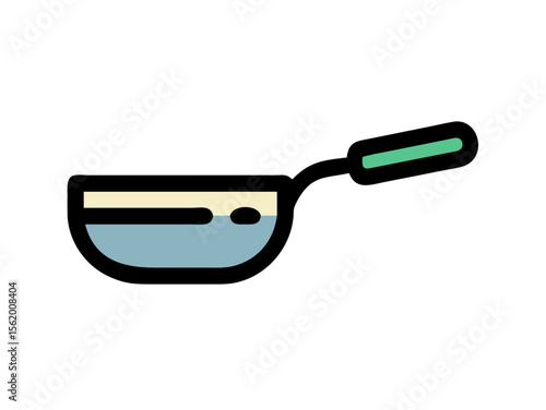Simple Line Art Illustration of a Hot Pan with Steam , A minimalist, vector illustration of a frying pan heating up.