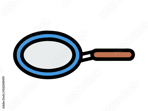 Simple Line Art Illustration of a Hot Pan with Steam , A minimalist, vector illustration of a frying pan heating up.