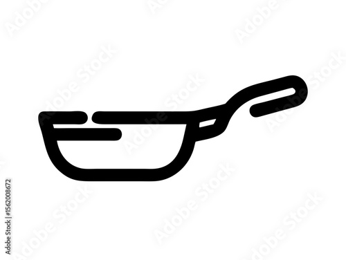 Simple Line Art Illustration of a Hot Pan with Steam , A minimalist, vector illustration of a frying pan heating up.