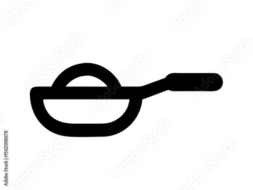 Simple Line Art Illustration of a Hot Pan with Steam , A minimalist, vector illustration of a frying pan heating up.