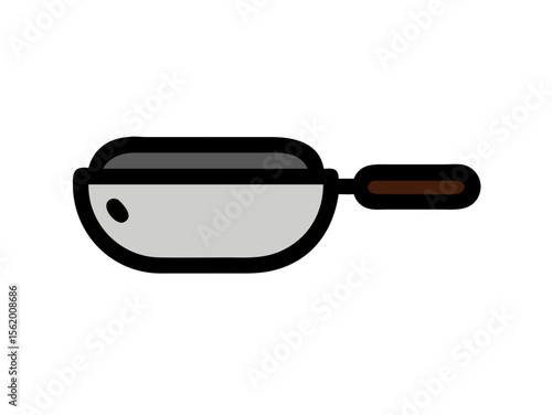 Simple Line Art Illustration of a Hot Pan with Steam , A minimalist, vector illustration of a frying pan heating up.