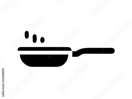 Simple Line Art Illustration of a Hot Pan with Steam , A minimalist, vector illustration of a frying pan heating up.