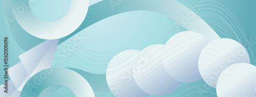 Abstract geometric background with wavy lines and circles.