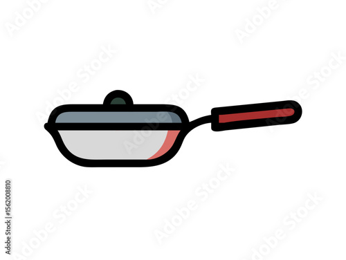 Simple Line Art Illustration of a Hot Pan with Steam , A minimalist, vector illustration of a frying pan heating up.