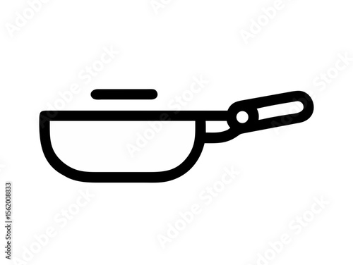 Simple Line Art Illustration of a Hot Pan with Steam , A minimalist, vector illustration of a frying pan heating up.