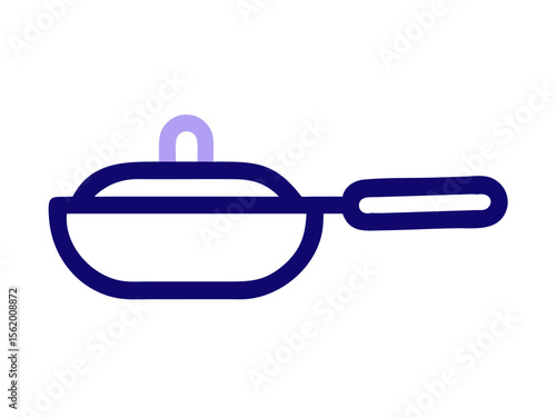 Simple Line Art Illustration of a Hot Pan with Steam , A minimalist, vector illustration of a frying pan heating up.