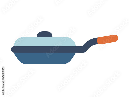 Simple Line Art Illustration of a Hot Pan with Steam , A minimalist, vector illustration of a frying pan heating up.