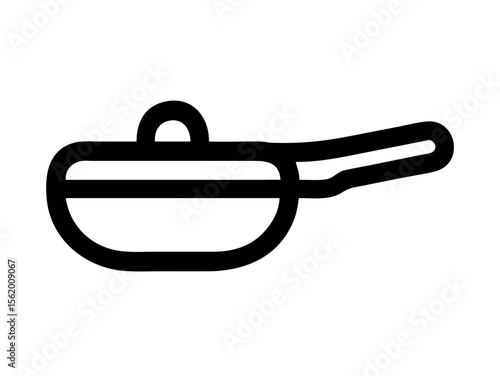 Simple Line Art Illustration of a Hot Pan with Steam , A minimalist, vector illustration of a frying pan heating up.