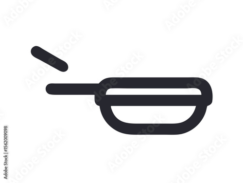 Simple Line Art Illustration of a Hot Pan with Steam , A minimalist, vector illustration of a frying pan heating up.
