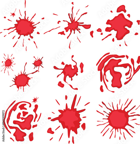 blood stain set cartoon vector illustration