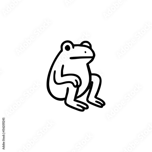 Simple black line drawing of a seated frog
