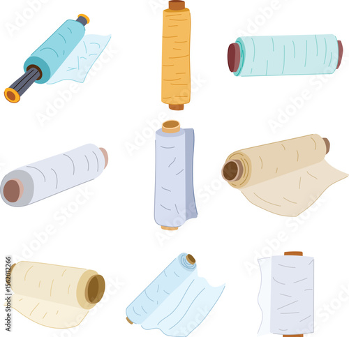 cling film set cartoon vector illustration