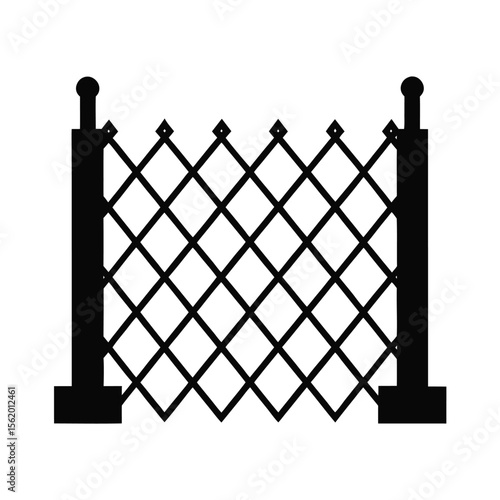 Abstract Black and White Diamond Lattice Fence Graphic, Minimalist Modern Design, Geometric Pattern, Simple Elegant Style.