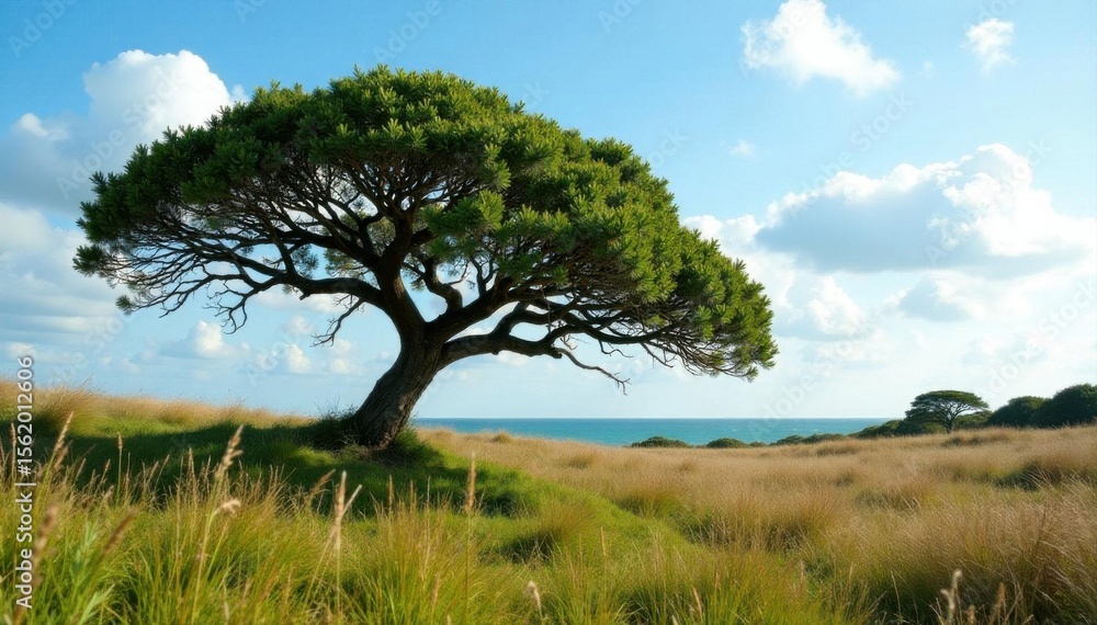 Windswept tree, Kenfig Nature Reserve, Porthcawl, South Wales, scenic Windswept tree, Kenfig Nature Reserve, Porthcawl, South Wales, scenic